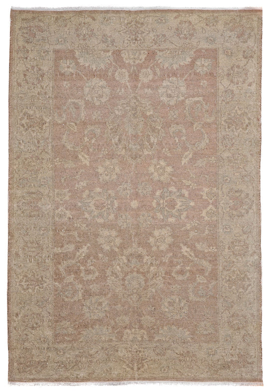 4x6 Ivory and Beige Turkish Oushak Rug
