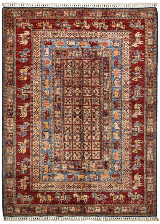 6x8 Multicolor and Red Anatolian Traditional Rug