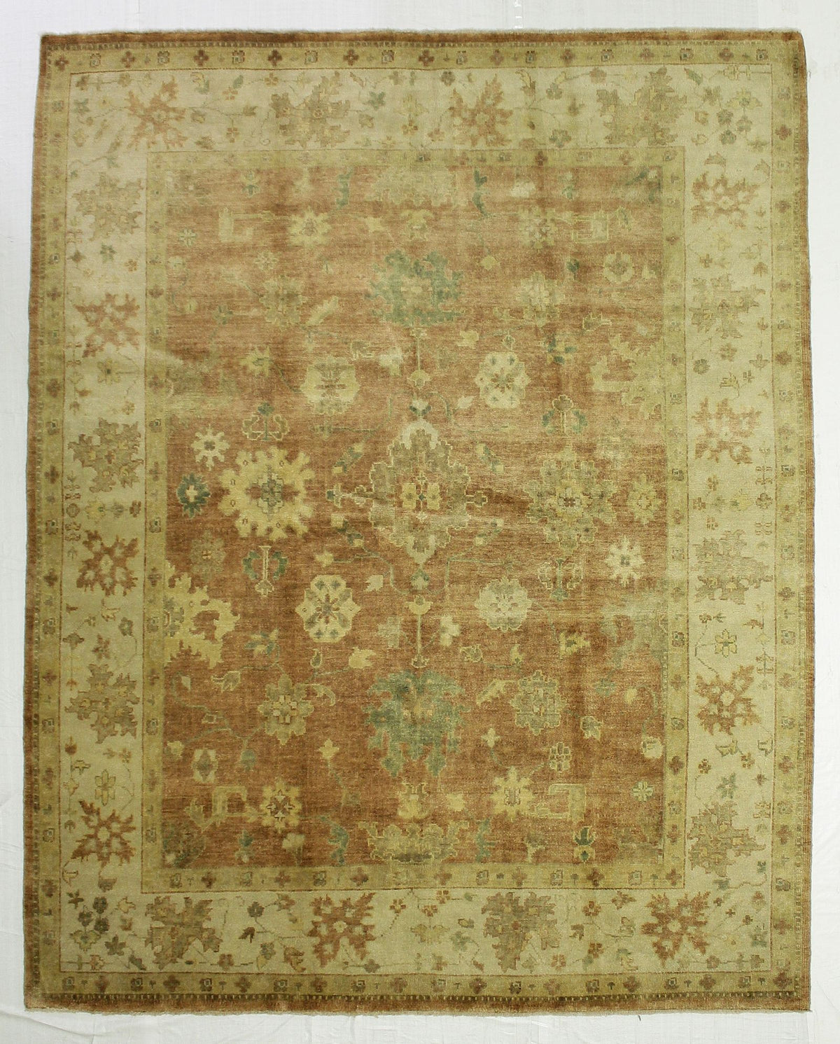 8x10 Brown and Ivory Turkish Oushak Rug
