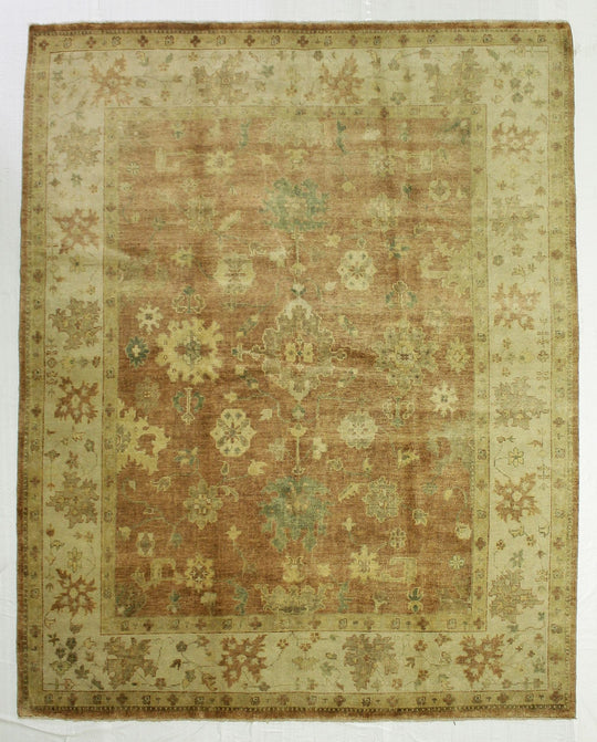 8x10 Brown and Ivory Turkish Oushak Rug