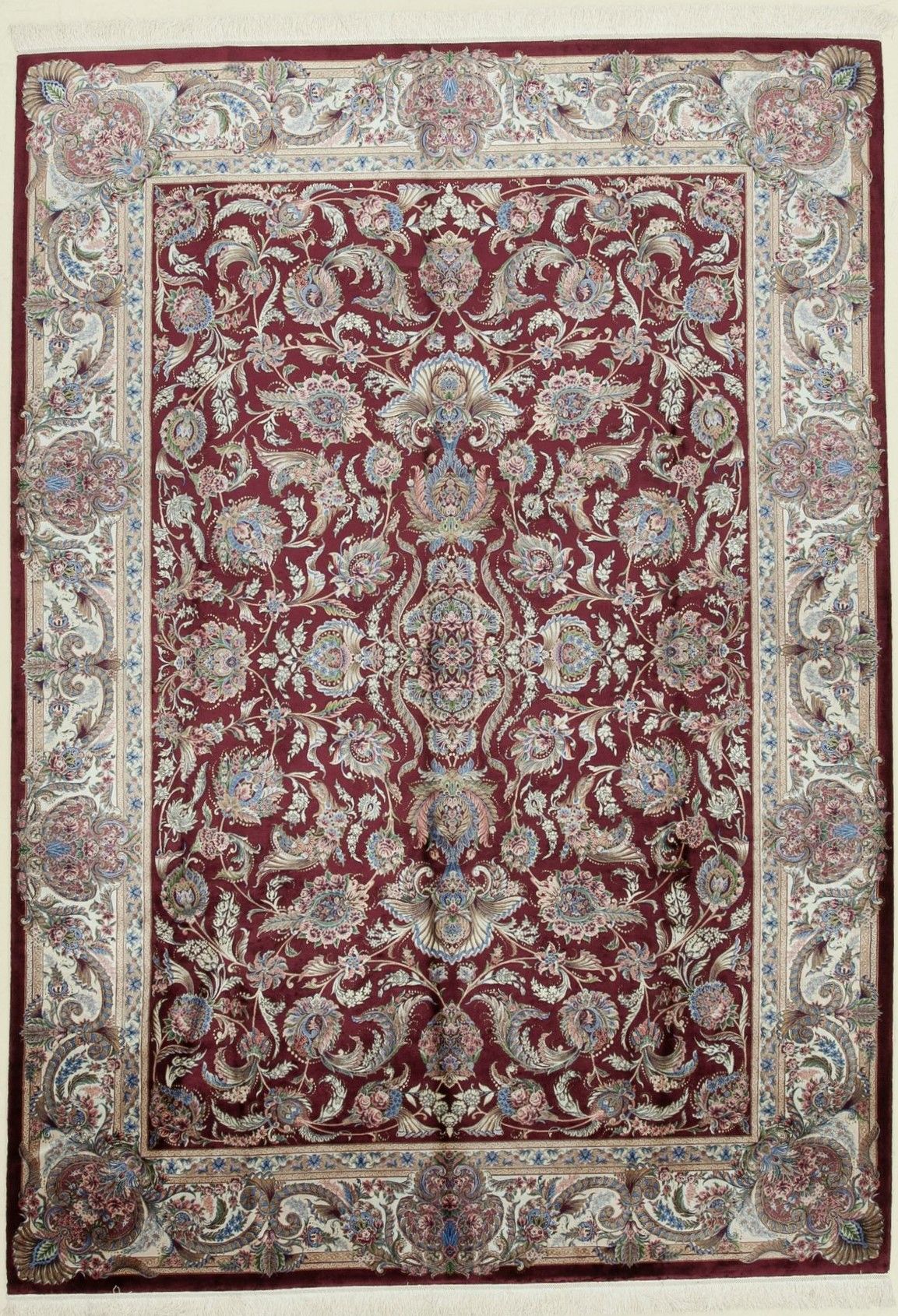7x10 Red and Ivory Turkish Antep Rug