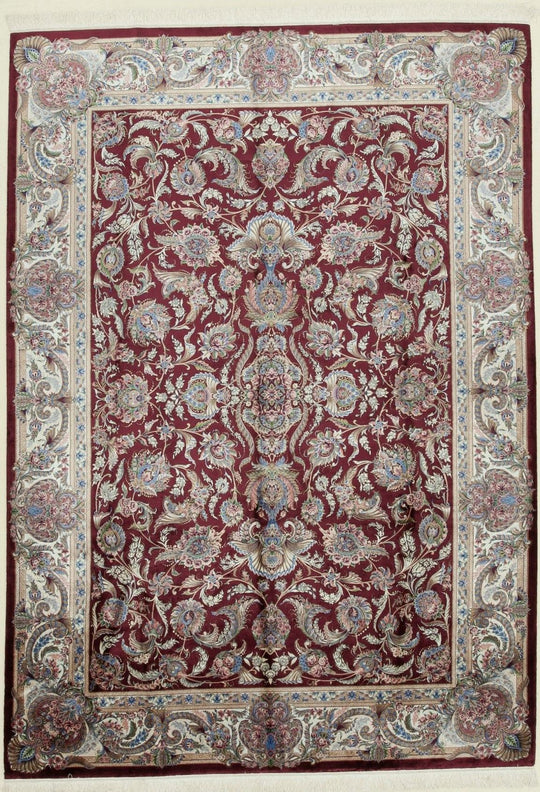 7x10 Red and Ivory Turkish Antep Rug