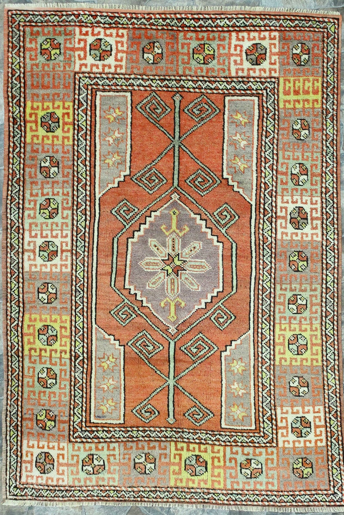 5x7 Red and Multicolor Turkish Tribal Rug
