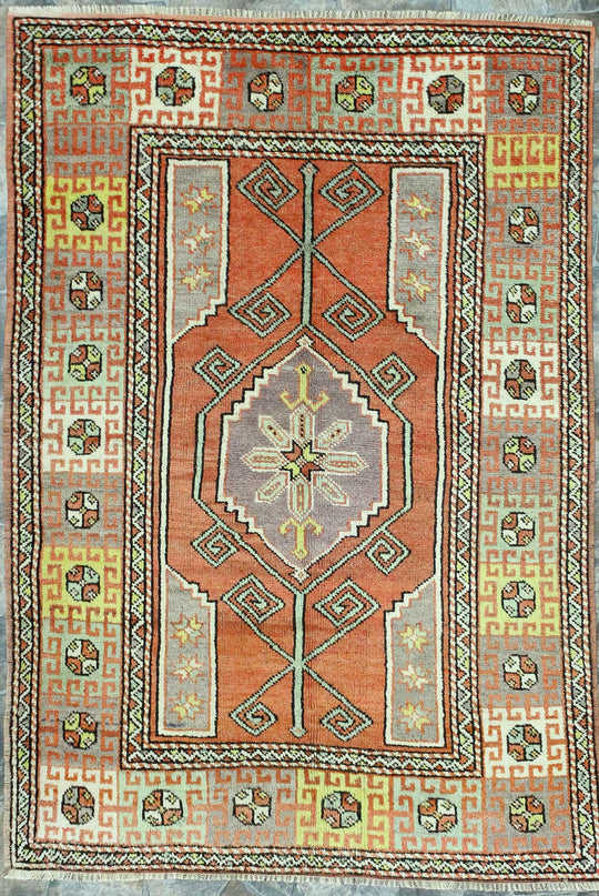 5x7 Red and Multicolor Turkish Tribal Rug