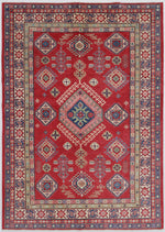 7x10 Red and Red Kazak Tribal Rug