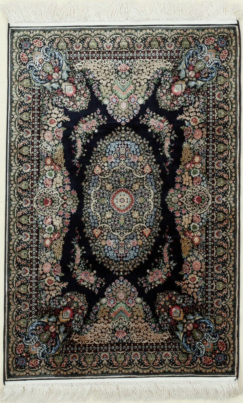 3x4 Gold and Navy Turkish Antep Rug