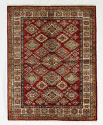 Vintage Handmade 5x6 Red and Ivory Anatolian Caucasian Distressed Area Rug