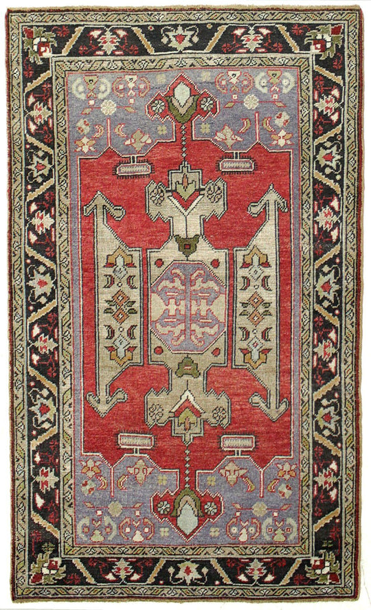 5x8 Red and Black Turkish Tribal Rug