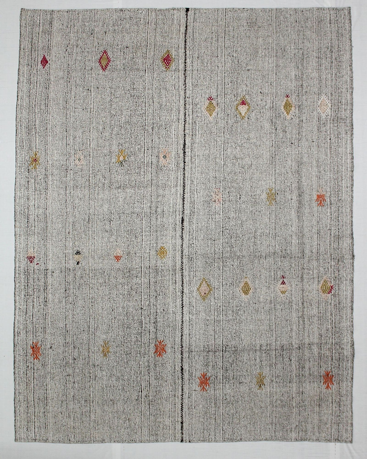 7x9 Off White and Multicolor Turkish Tribal Rug