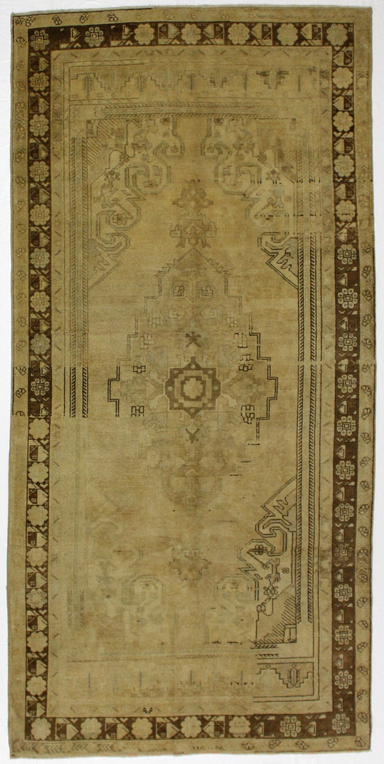 5x11 Ivory and Brown Turkish Tribal Runner
