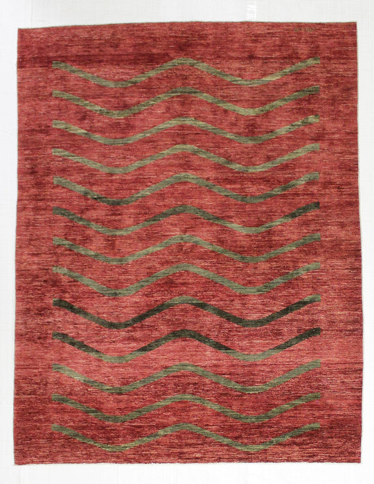 6x7 Red and Green Modern Contemporary Rug