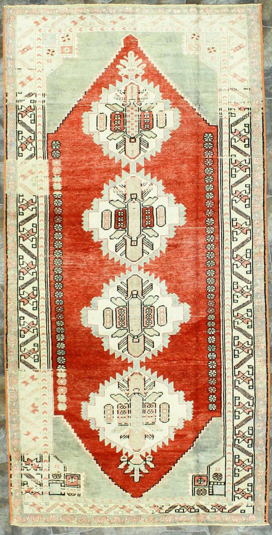 5x9 Red and Green Turkish Tribal Rug