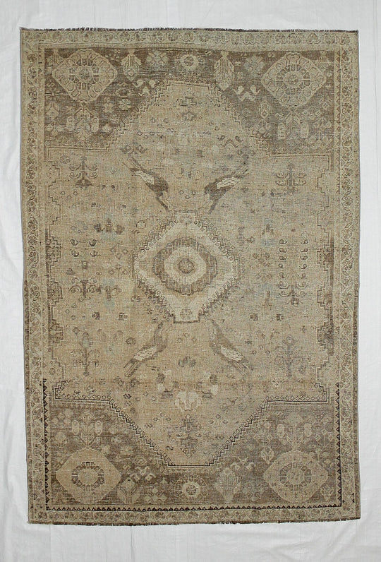 5x7 Beige and Brown Persian Rug