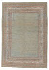 6x8 Beige and Rust Persian Kashan Distressed Area Rug