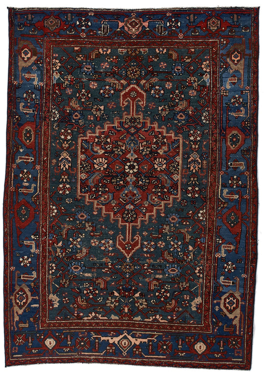 5x7 Green and Blue Persian Tribal Rug