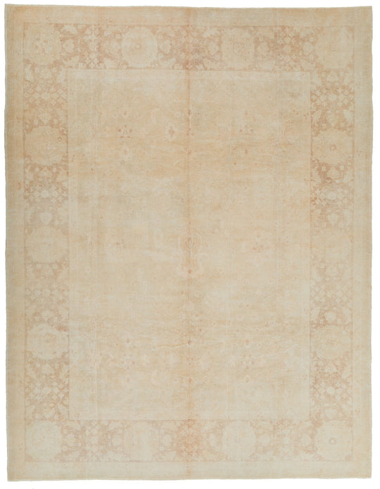 9x12 Beige and Brown Turkish Oushak Rug