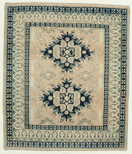 5x6 Pink and Blue Turkish Tribal Rug