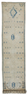 3x13 Beige and Blue Turkish Oushak Runner