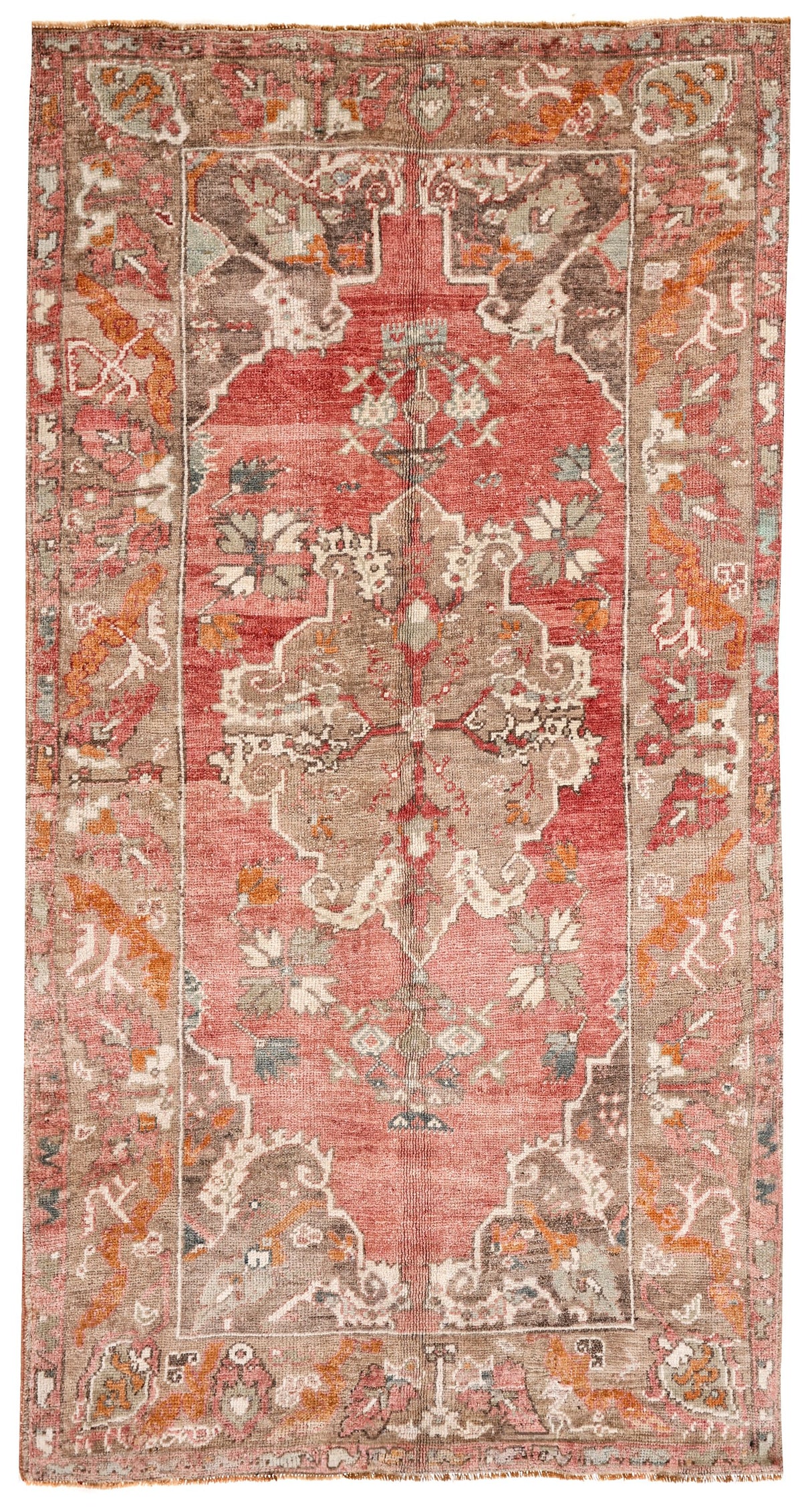 4x7 Brown and Red Turkish Tribal Rug