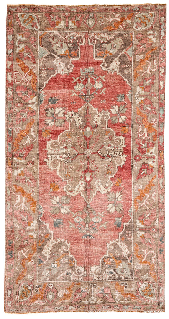 4x7 Brown and Red Turkish Tribal Rug