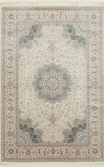 4x8 Blue and Beige Turkish Antep Rug