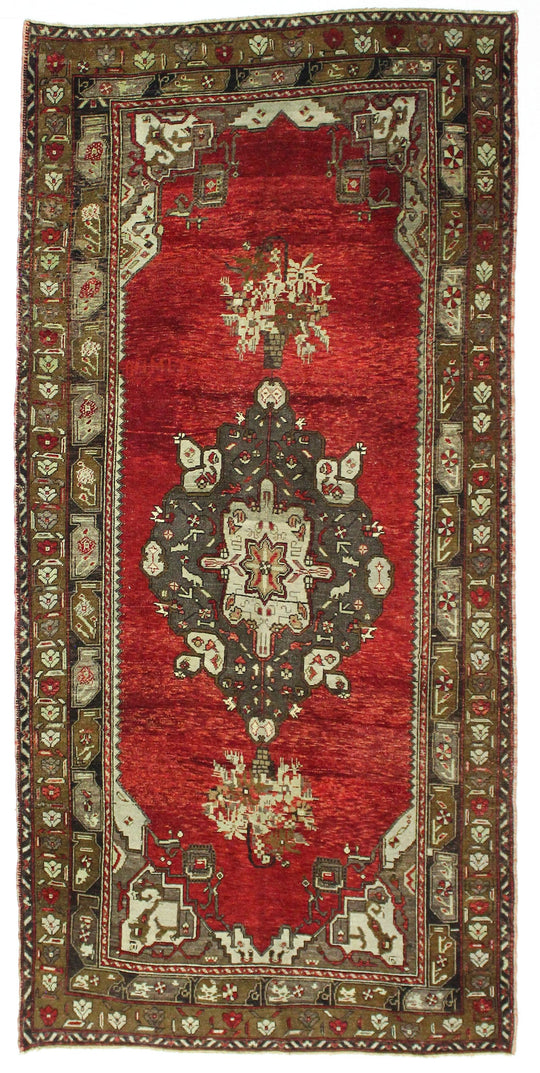 5x11 Red and Ivory Turkish Tribal Runner