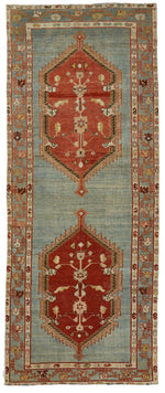 4x10 Gray and Red Turkish Tribal Runner