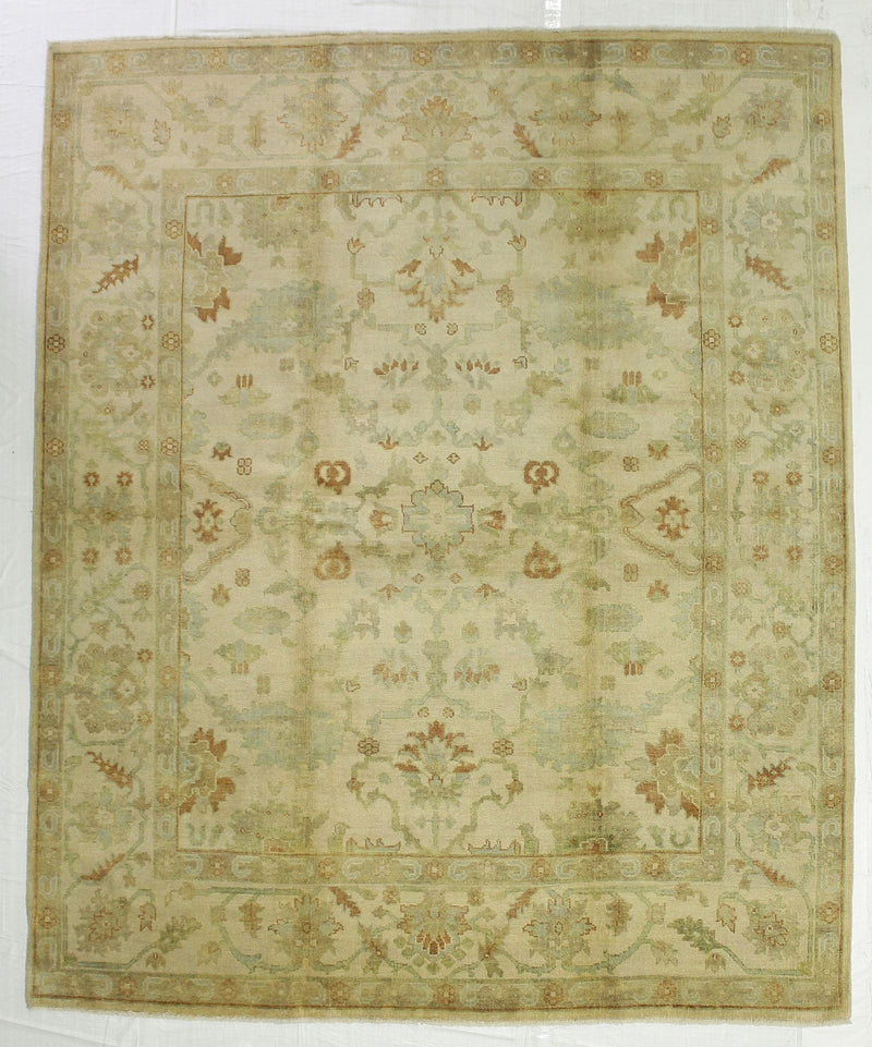 8x10 Gold and Beige Turkish Oushak Rug