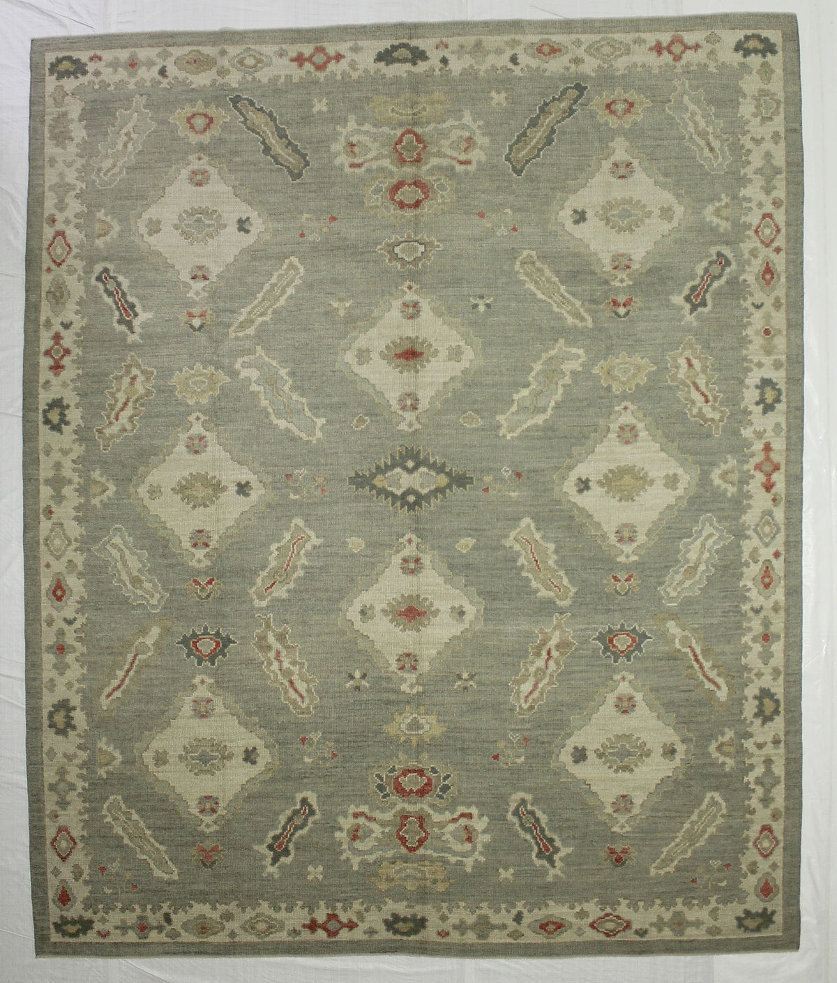 9x10 Gray and Ivory Turkish Oushak Rug