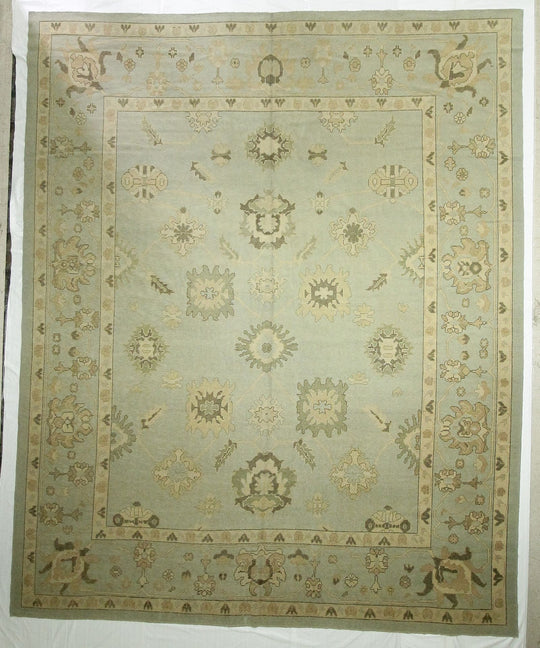 13x16 Blue and Ivory Turkish Oushak Rug