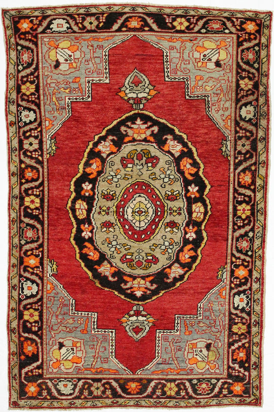 5x8 Red and Black Turkish Tribal Rug