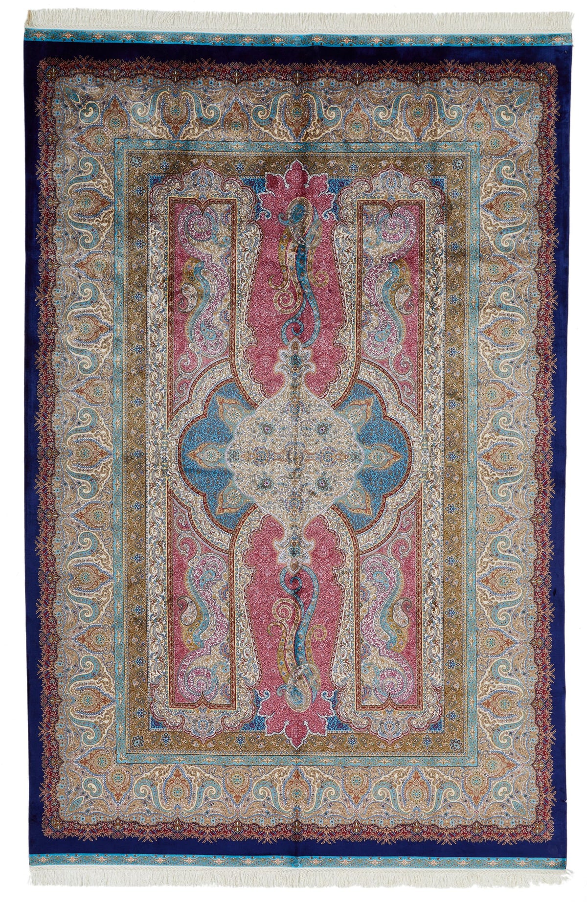 7x10 Navy and Ivory Turkish Antep Rug