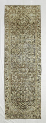 3x10 Brown and Ivory Turkish Oushak Runner