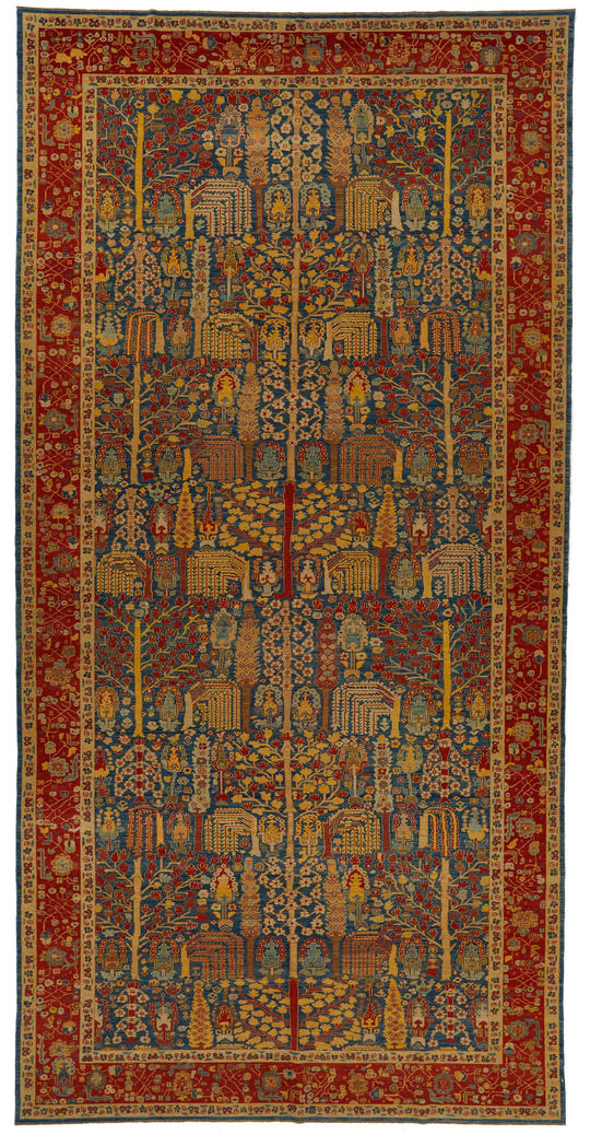 9x17 Blue and Red Turkish Traditional Runner
