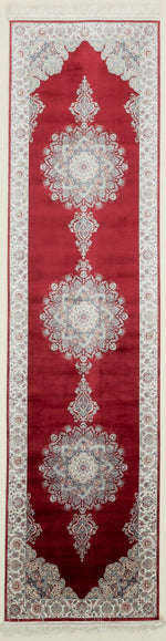 3x10 Red and Ivory Turkish Antep Rug
