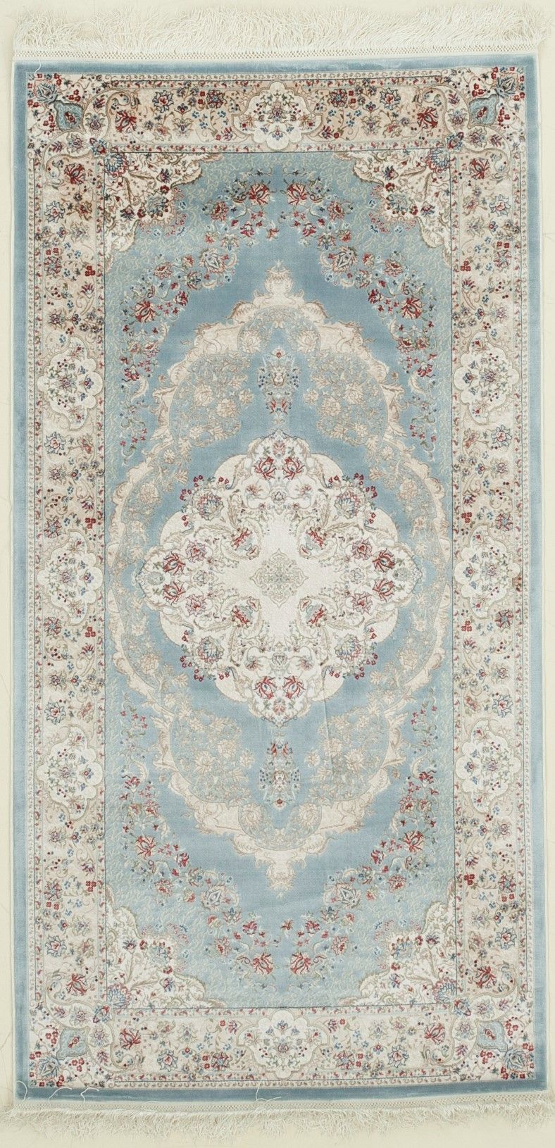 3x5 Blue and Ivory Turkish Antep Rug