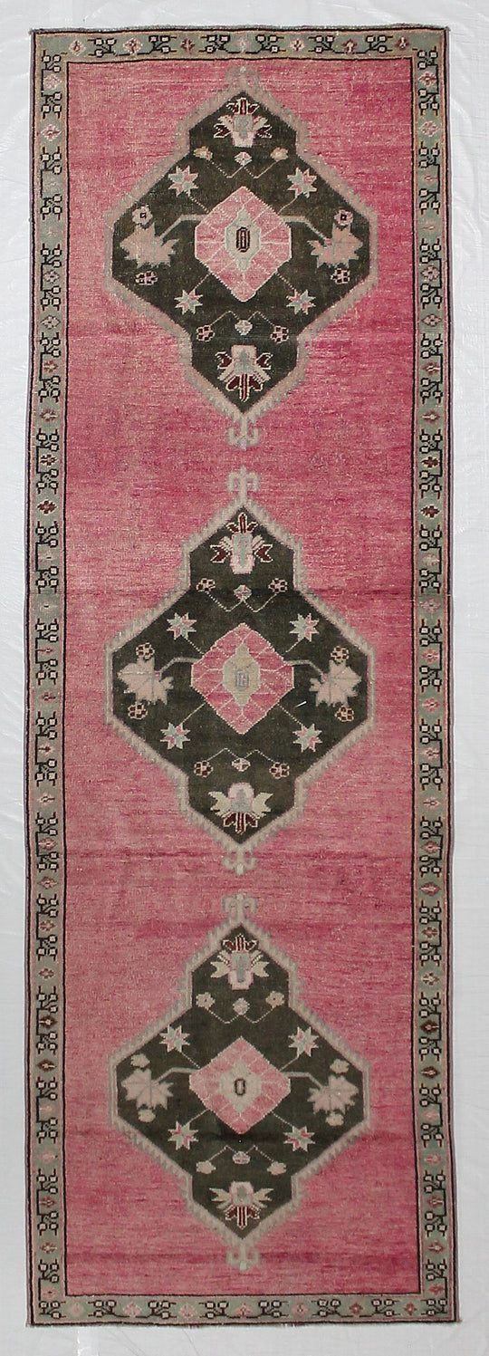 3x10 Pink and Brown Turkish Tribal Runner