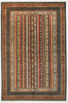 7x10 Multicolor and Gray Turkish Tribal Rug