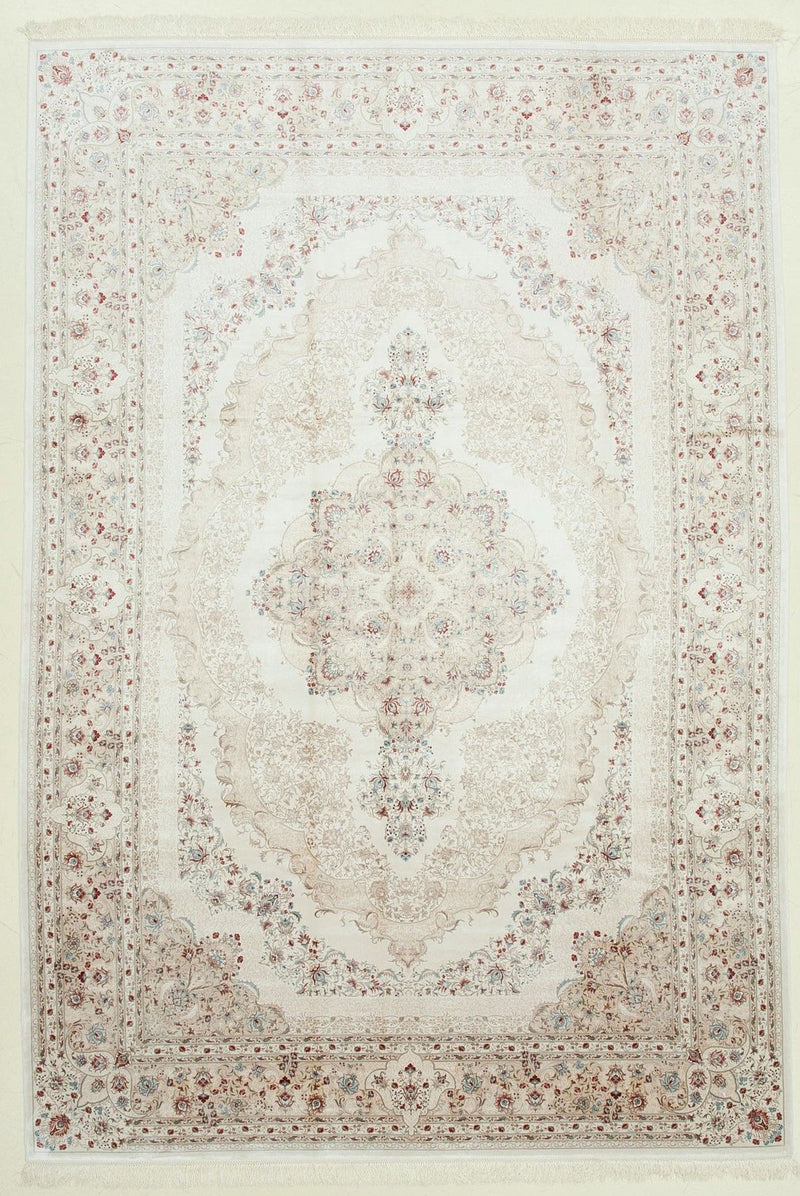 8x11 Beige and Ivory Turkish Antep Rug