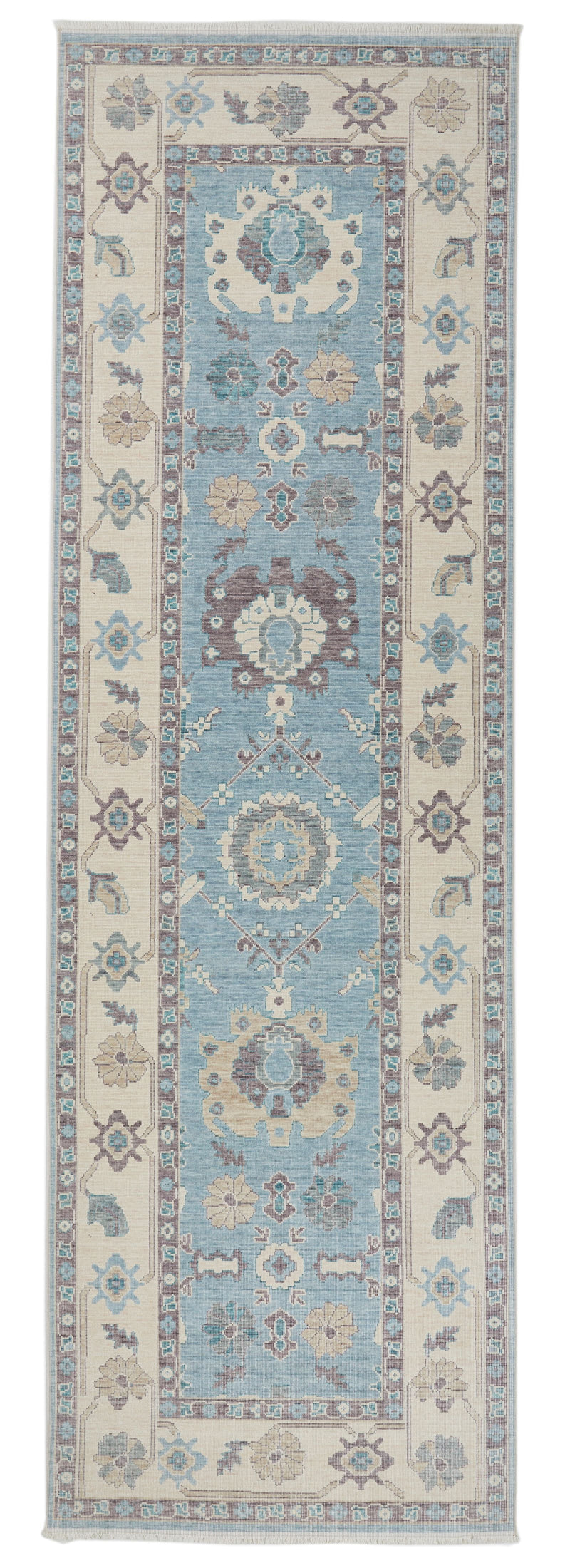 3x11 Blue and Ivory Turkish Traditional Runner