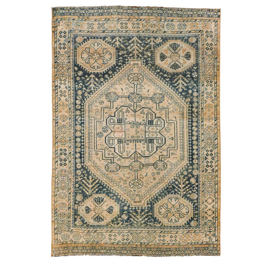 4x5 Blue and Beige Persian Rug
