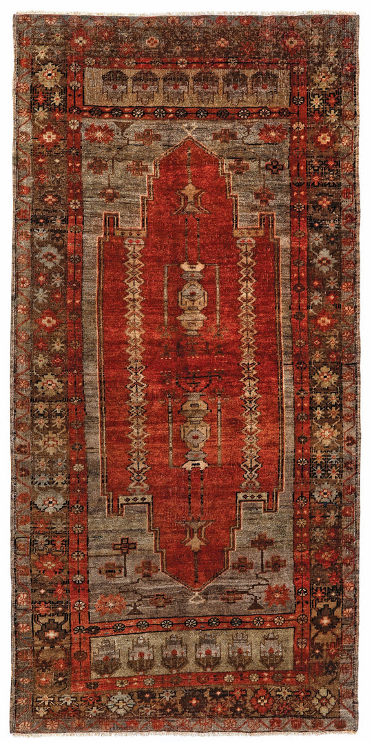 4x8 Rust and Brown Turkish Tribal Runner