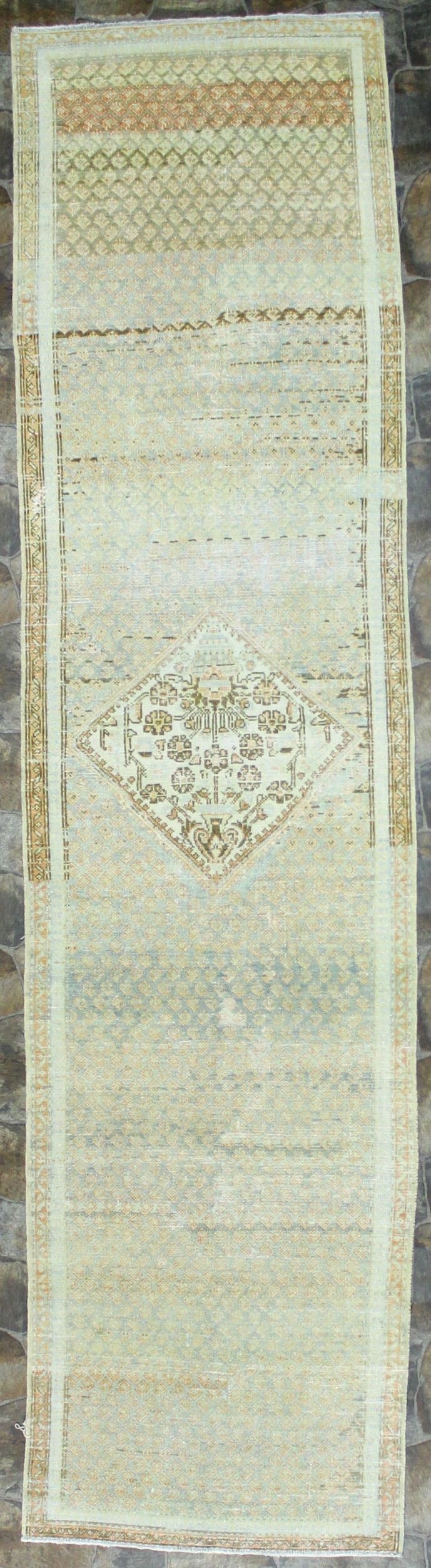 3x12 Green and Brown Persian Runner