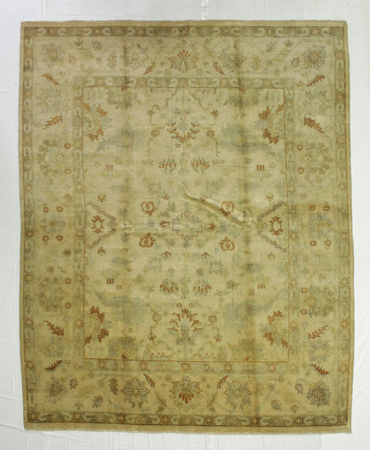 8x10 Ivory and Beige Turkish Oushak Rug