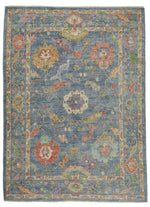 5x7 Gray and Multicolor Turkish Oushak Rug