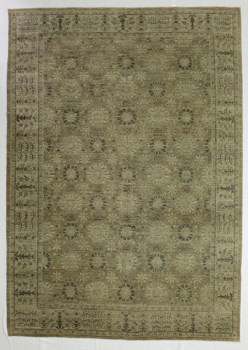 7x10 Blue and Beige Turkish Oushak Rug