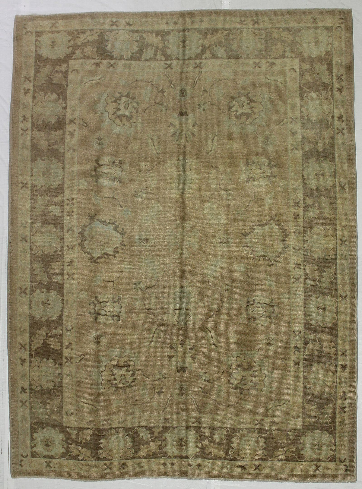 7x10 Beige and Brown Turkish Oushak Rug