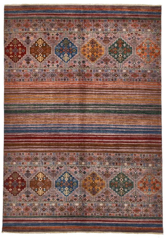 6x8 Multicolor and Purple Tribal Rug