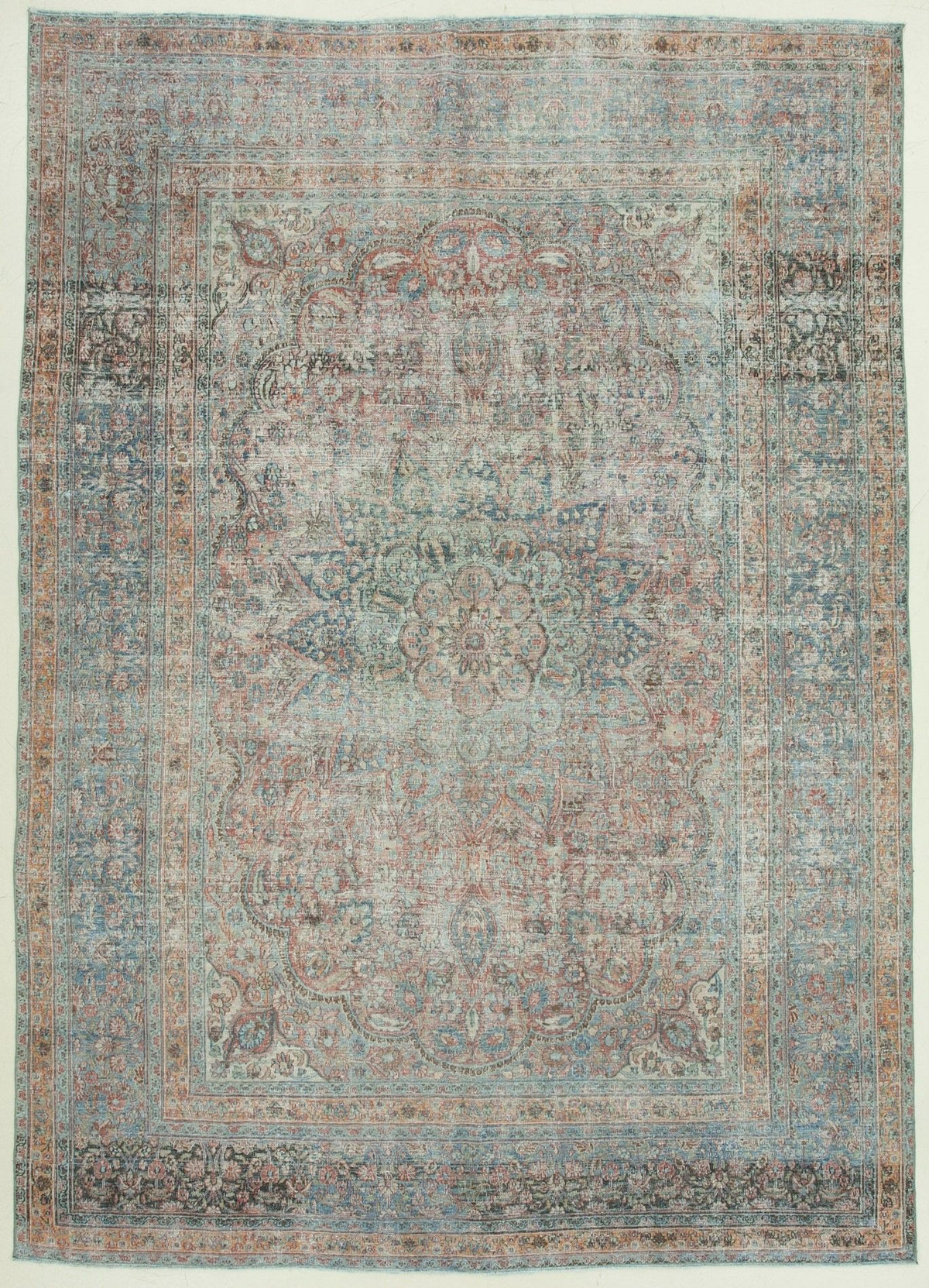 8x12 Pink and Blue Persian Traditional Rug