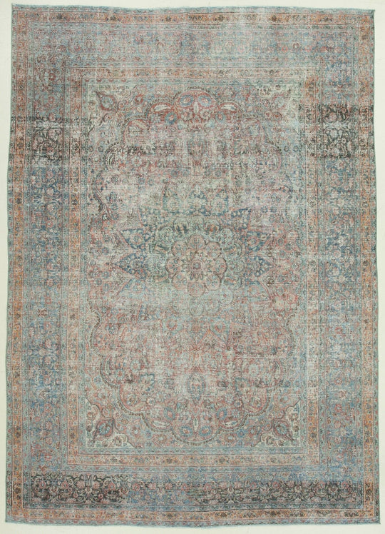 8x12 Pink and Blue Persian Traditional Rug